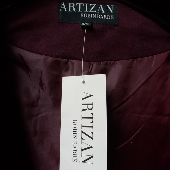 Womens Burgandy Lapel  Long Sleeve Jacket - Picture 3 of 5